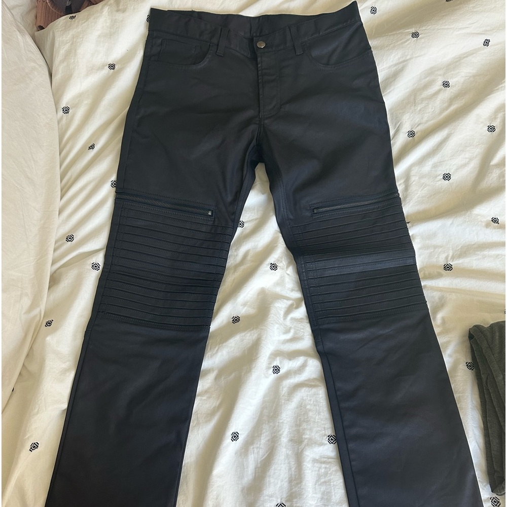 Versace moto waxed khaki dress pants 32’’ X 32’’